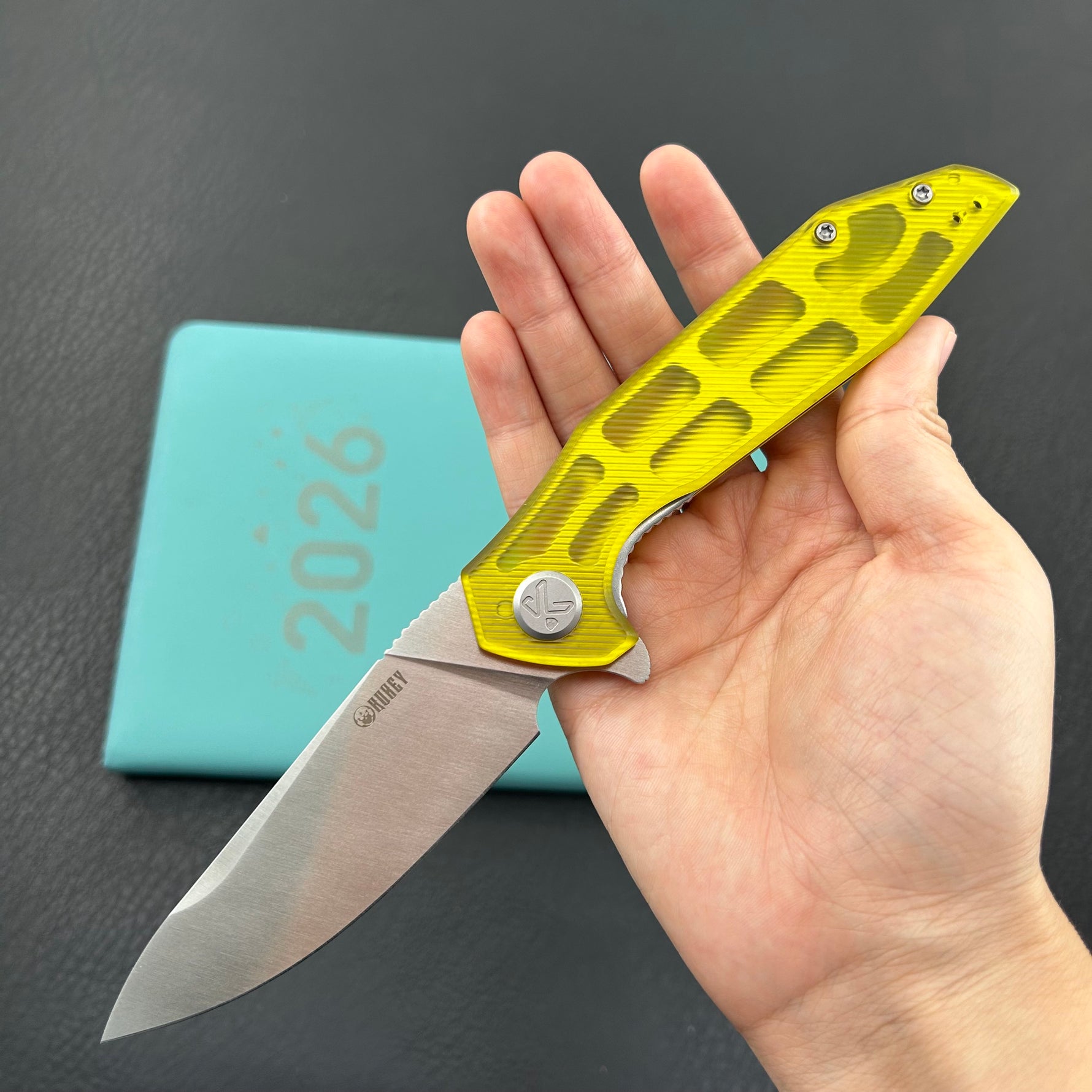 KUBEY  Knife KU117T Nova Linelock Polycarbonate 14C28N Folding Knife
