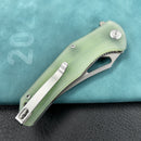 KUBEY KU149D Phemius Liner Lock Folding Pocket Knife Jade G10 Handle 3.66" Sandblast 14C28N