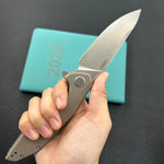 KUBEY  Knife KU117R Nova Linelock Tan   14C28N Folding Knife