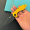 KUBEY KU236N Noble Flipper Folding Knife Yellow G10 Handle 3.15" Blackwash 14C28N