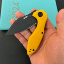 KUBEY KU236N Noble Flipper Folding Knife Yellow G10 Handle 3.15" Blackwash 14C28N