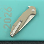KUBEY  Knife KU117R Nova Linelock Tan   14C28N Folding Knife