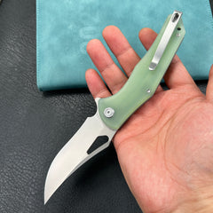 KUBEY KU149D Phemius Liner Lock Folding Pocket Knife Jade G10 Handle 3.66" Sandblast 14C28N