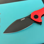 KUBEY knife KU236P Noble Flipper Folding Knife Red G10 Handle 3.15" Blackwash 14C28N