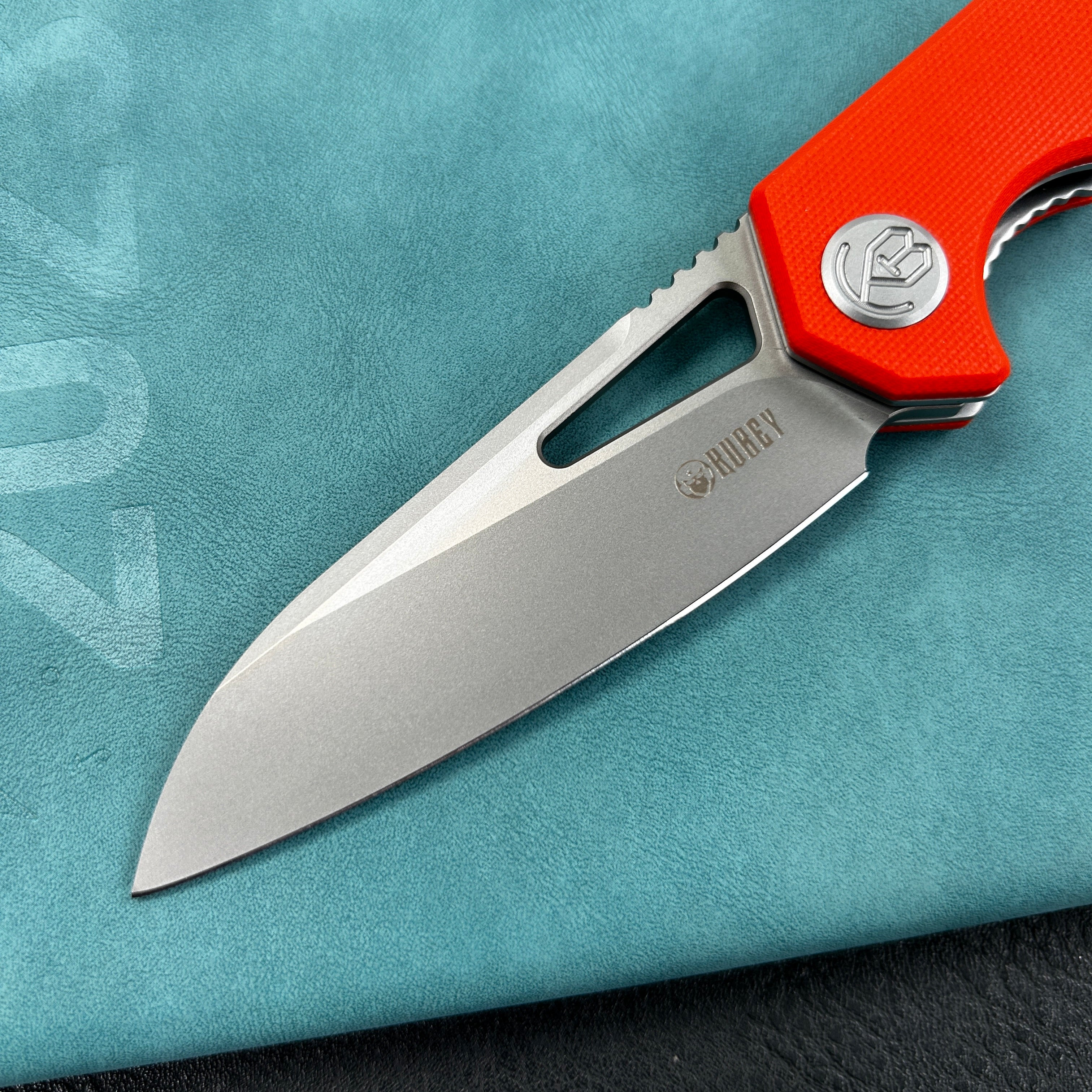 KUBEY KU291L Vagrant Liner Lock Folding Knife Orange G10 Handle  3.1" Sandblast  14C28N