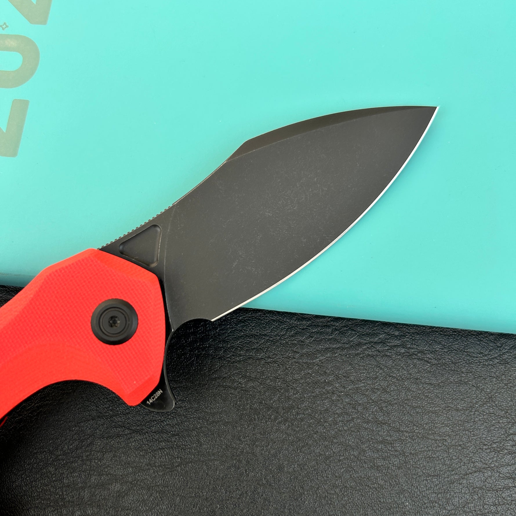 KUBEY knife KU236P Noble Flipper Folding Knife Red G10 Handle 3.15" Blackwash 14C28N