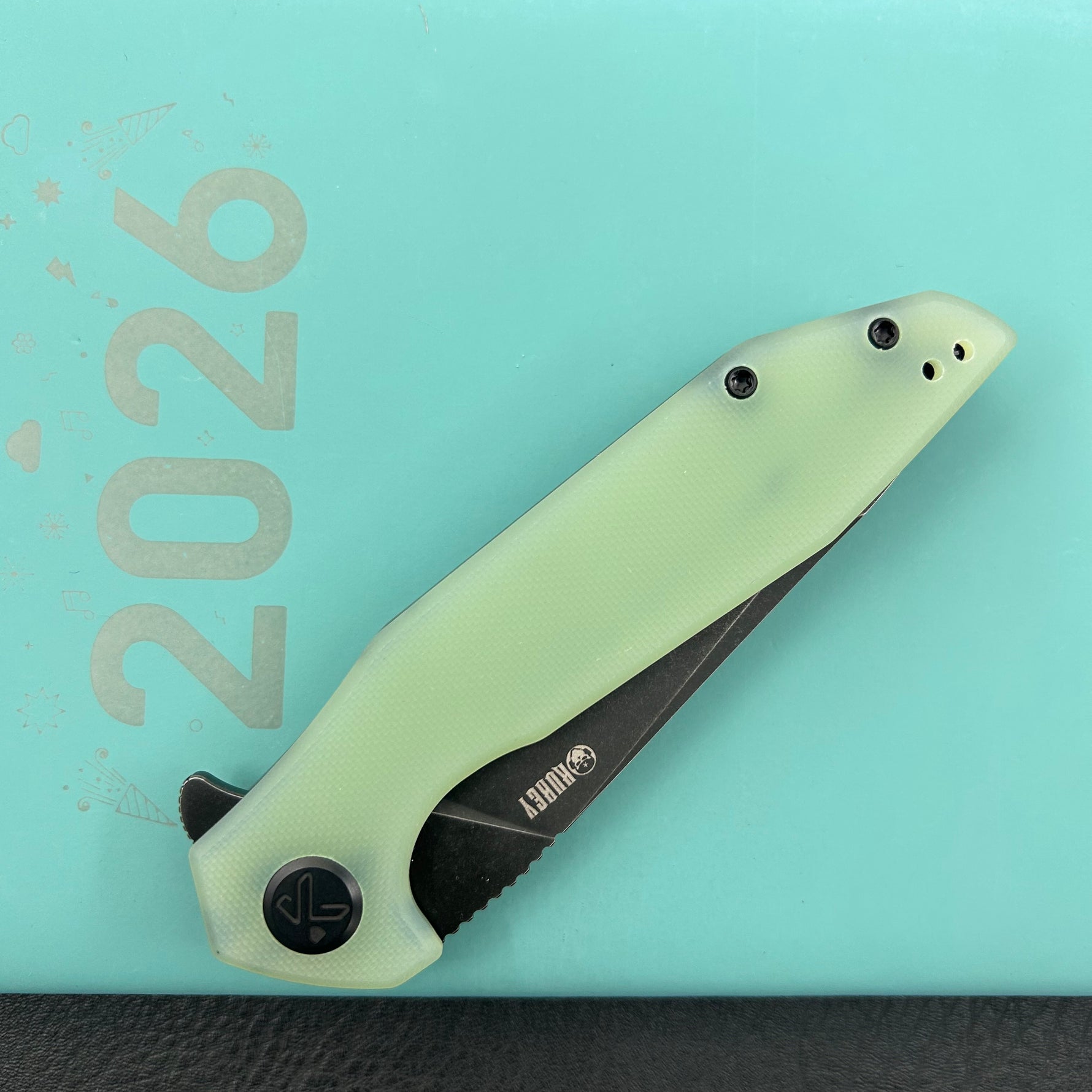KUBEY  Knife KU117O Nova Linelock Jade 14C28N Folding Knife