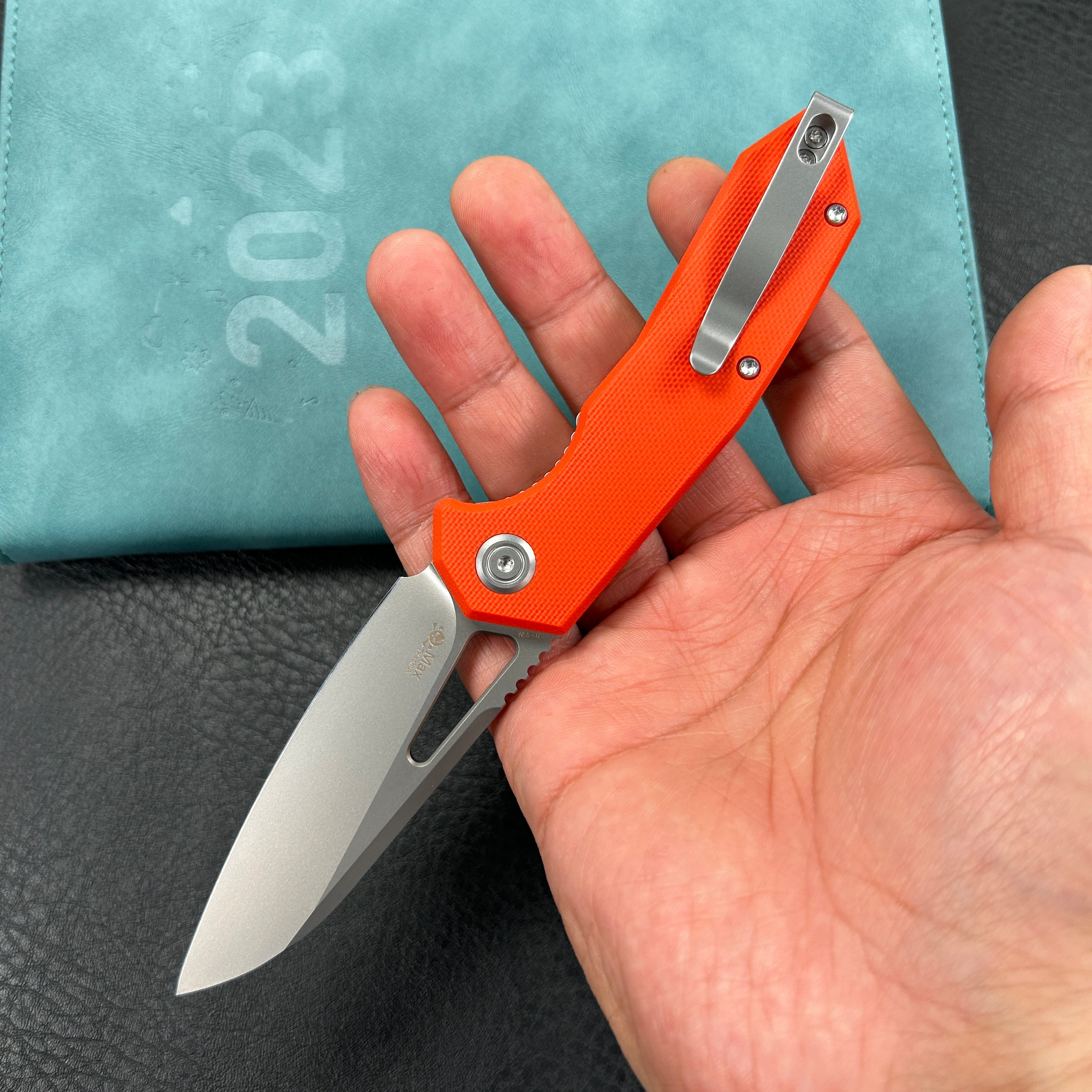 KUBEY KU291L Vagrant Liner Lock Folding Knife Orange G10 Handle  3.1" Sandblast  14C28N