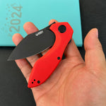 KUBEY knife KU236P Noble Flipper Folding Knife Red G10 Handle 3.15" Blackwash 14C28N
