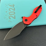 KUBEY knife KU236P Noble Flipper Folding Knife Red G10 Handle 3.15" Blackwash 14C28N