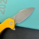 KUBEY KU236H Noble Nest Liner Lock Folding Knife Yellow  G10 Handle 3.15"  Beadblast 14C28N Blade