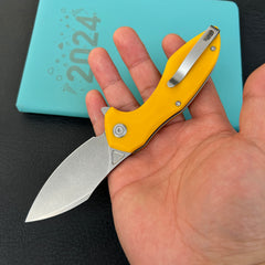 KUBEY KU236H Noble Nest Liner Lock Folding Knife Yellow  G10 Handle 3.15"  Beadblast 14C28N Blade