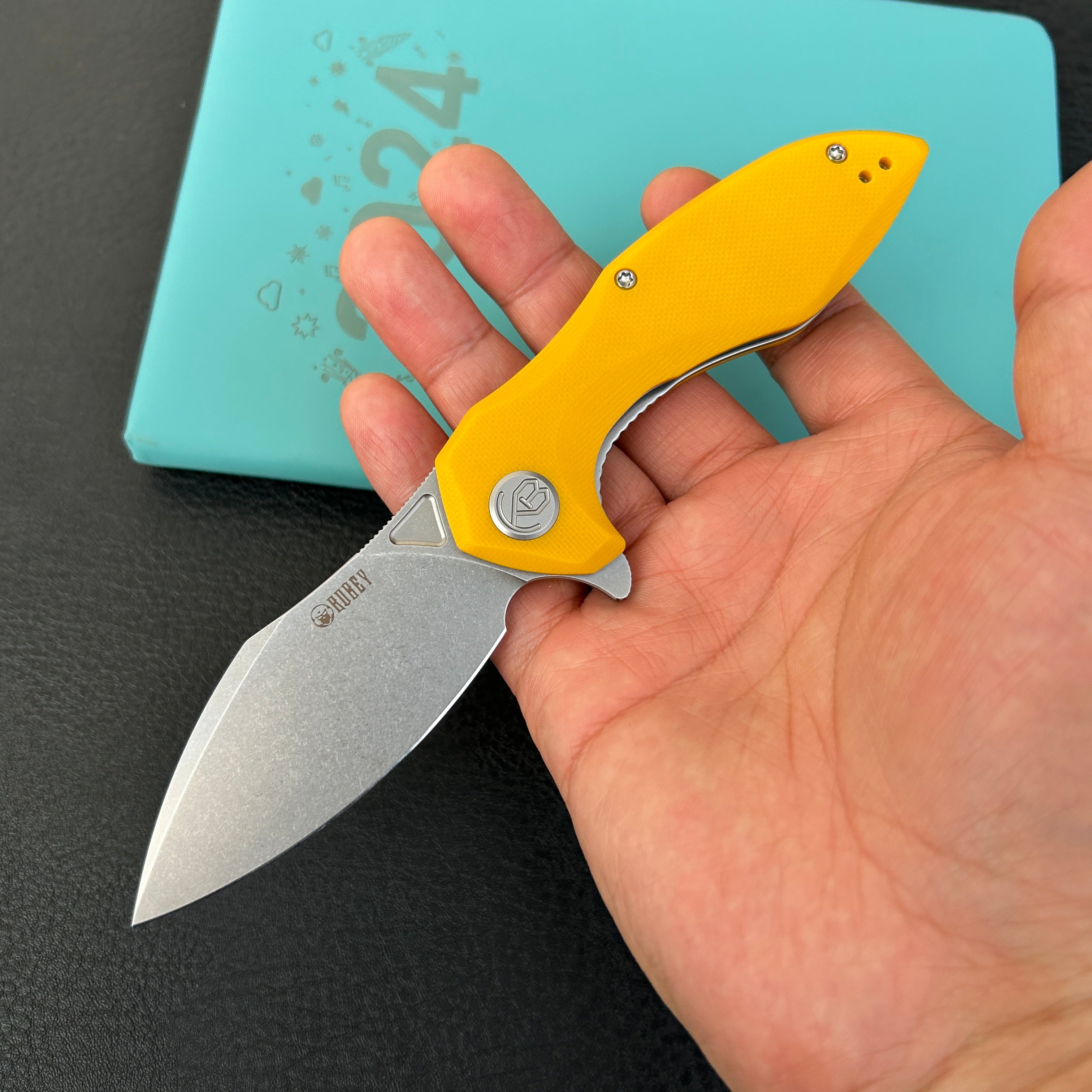 KUBEY KU236H Noble Nest Liner Lock Folding Knife Yellow  G10 Handle 3.15"  Beadblast 14C28N Blade