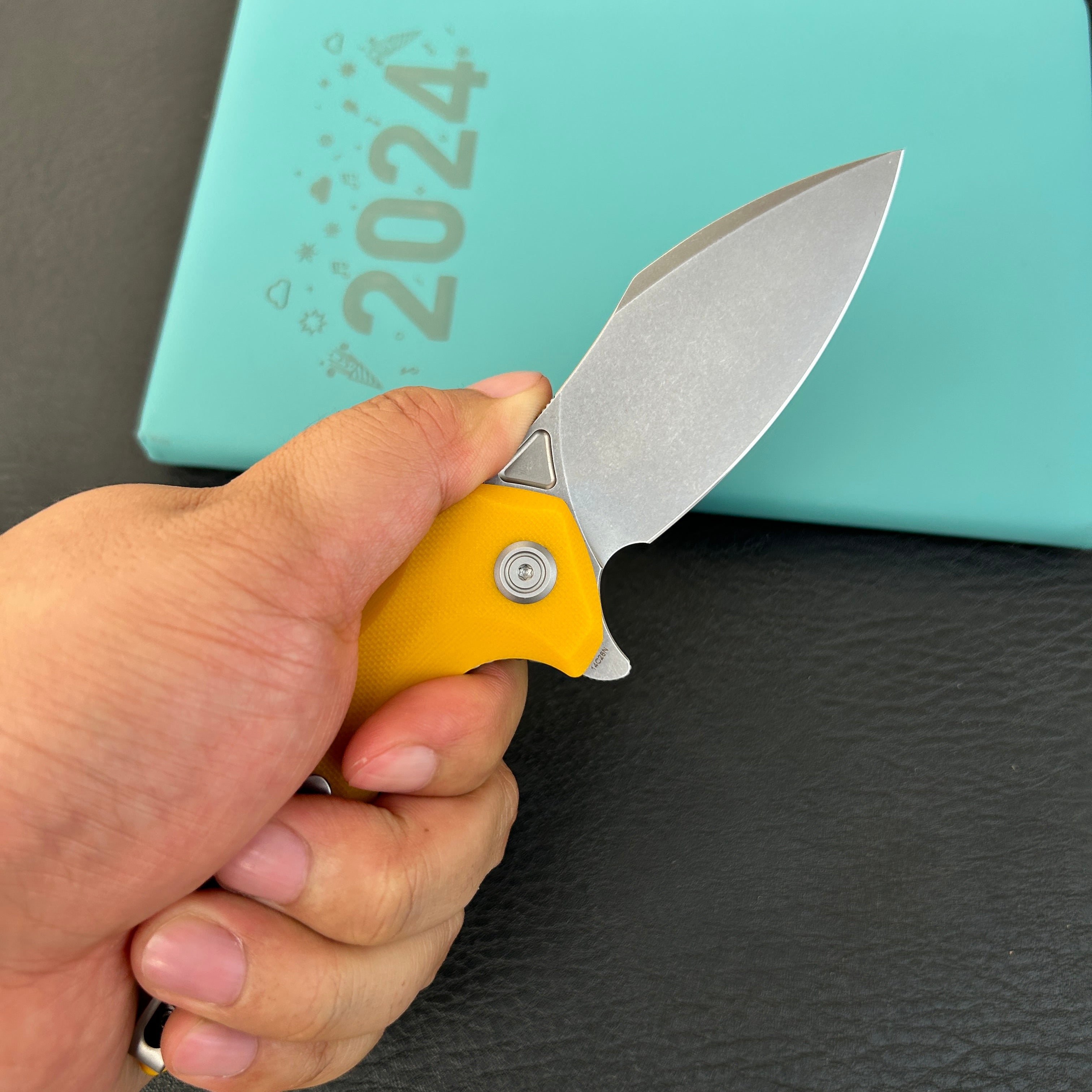 KUBEY KU236H Noble Nest Liner Lock Folding Knife Yellow  G10 Handle 3.15"  Beadblast 14C28N Blade