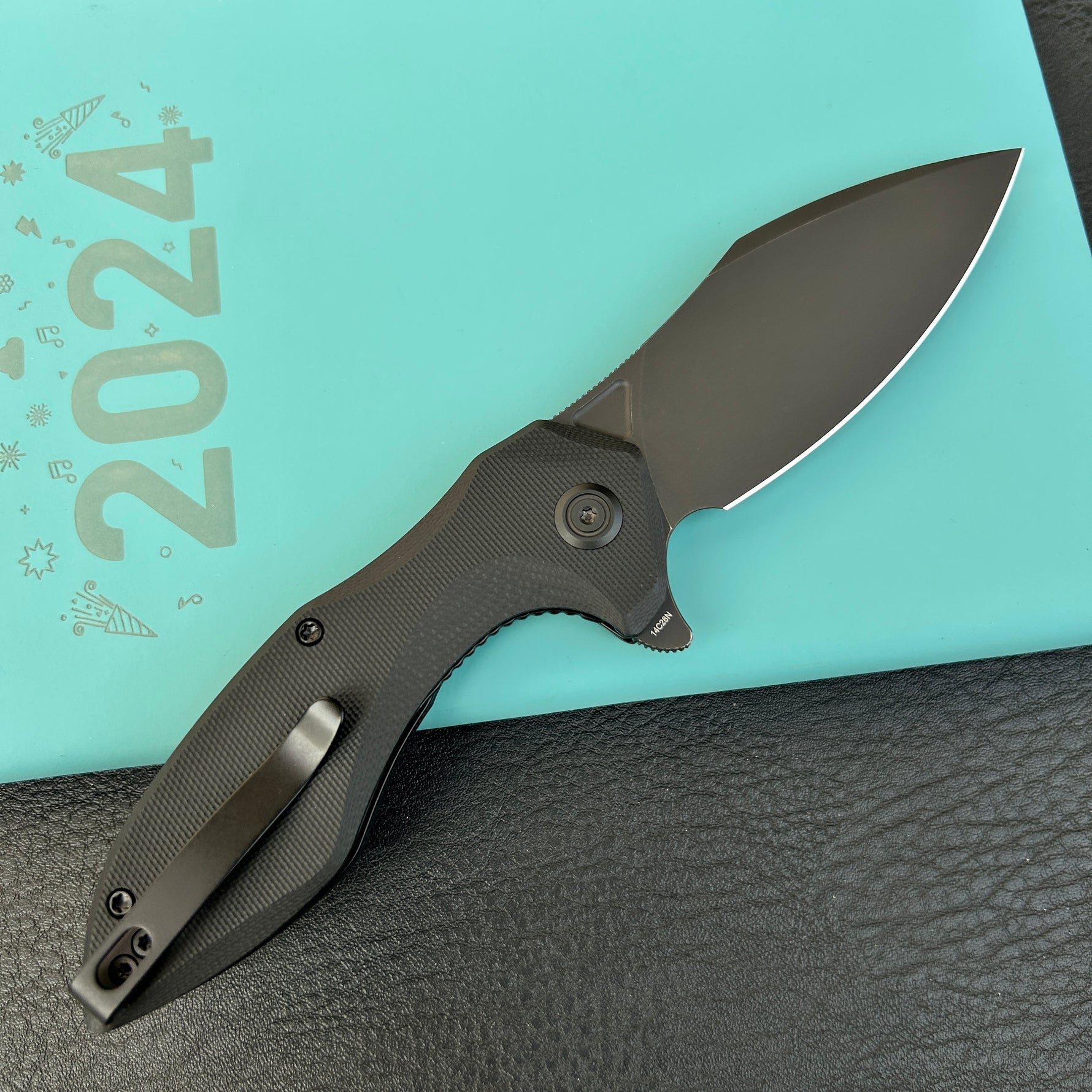 KUBEY KU236O Noble Flipper Folding Knife Black G10 Handle 3.15" Blackwash 14C28N