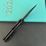KUBEY KU236O Noble Flipper Folding Knife Black G10 Handle 3.15" Blackwash 14C28N