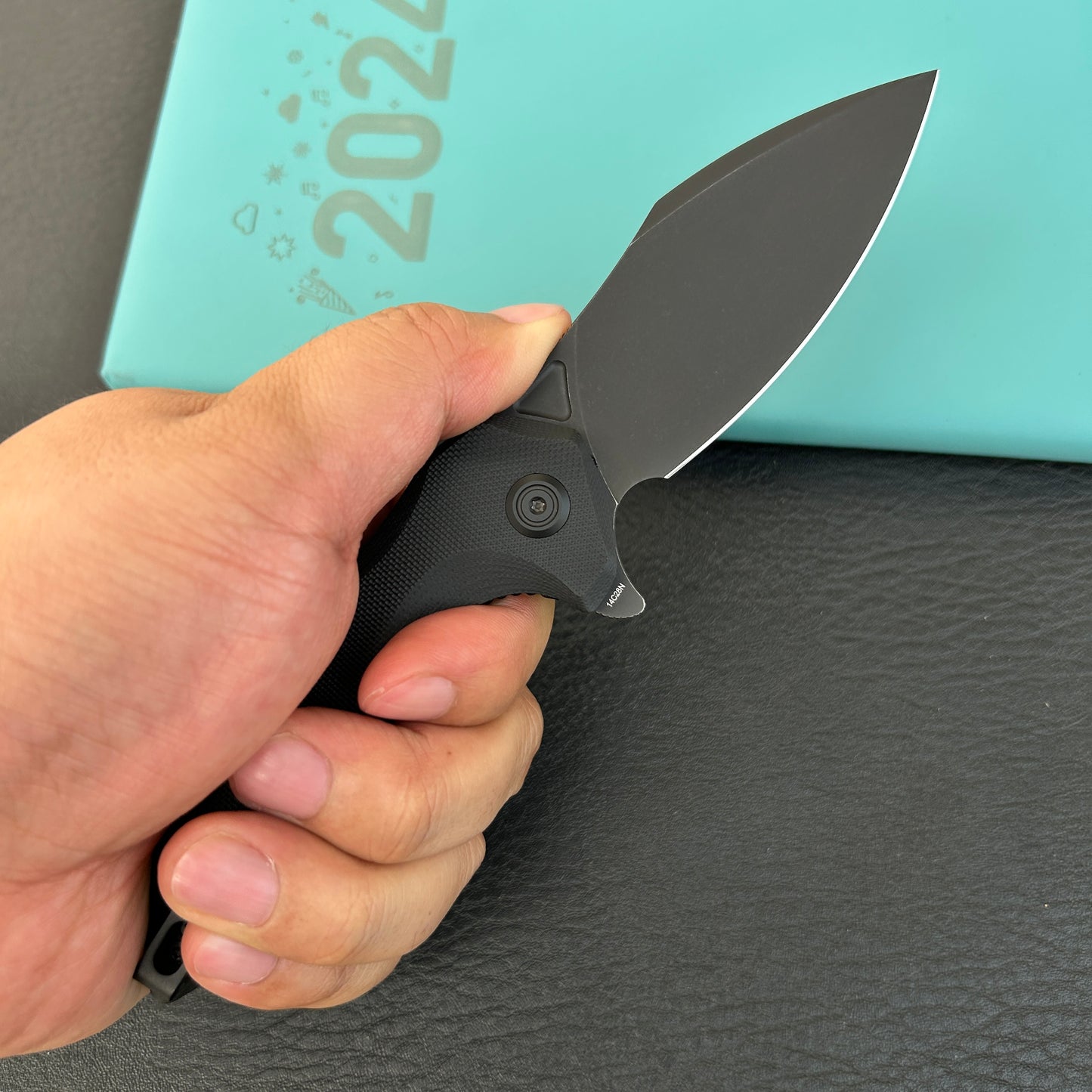KUBEY KU236O Noble Flipper Folding Knife Black G10 Handle 3.15" Blackwash 14C28N