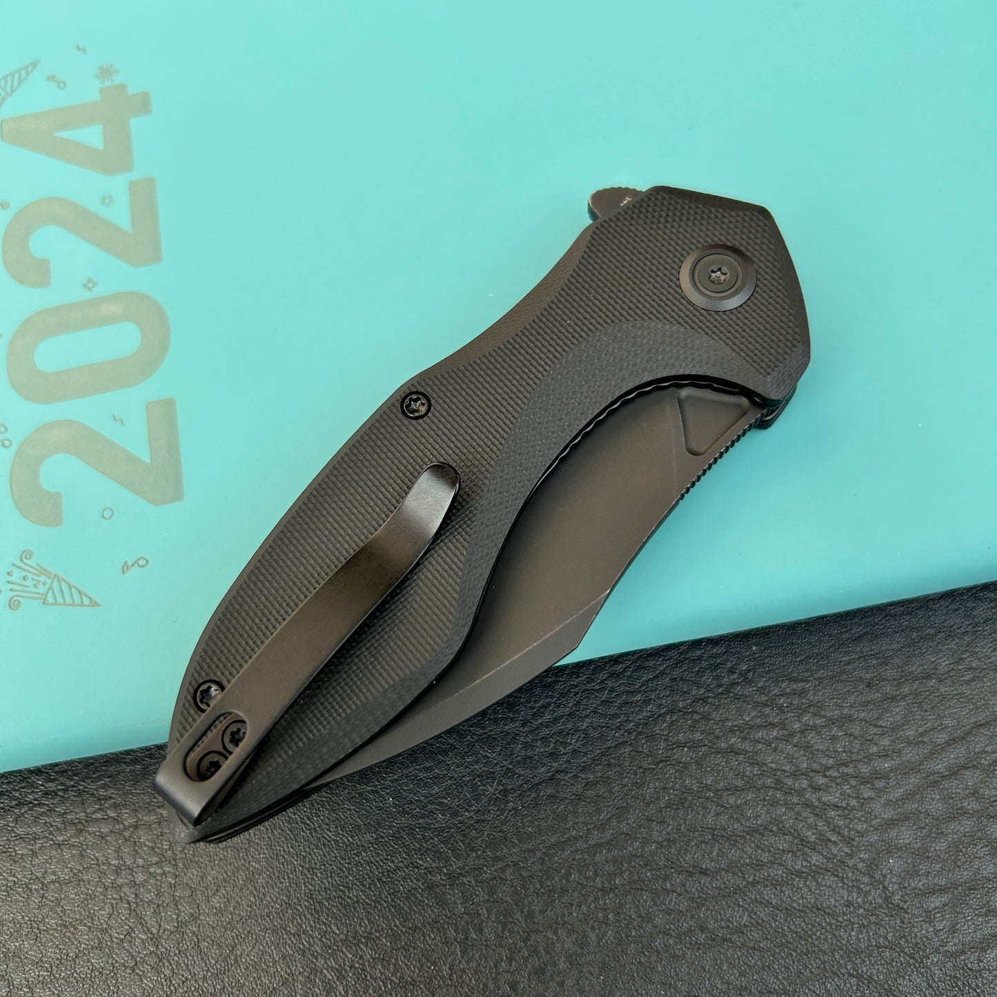 KUBEY KU236O Noble Flipper Folding Knife Black G10 Handle 3.15" Blackwash 14C28N