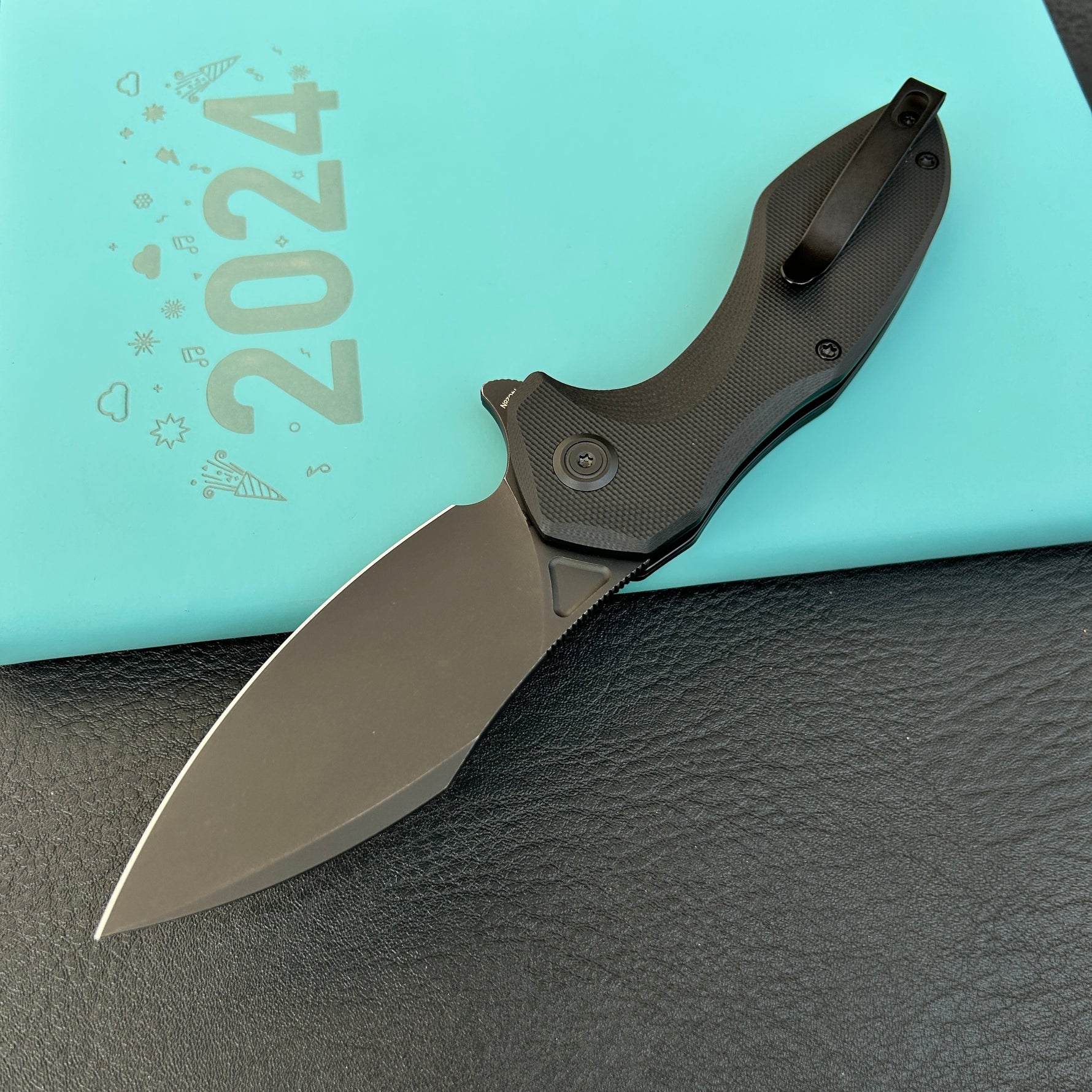 KUBEY KU236O Noble Flipper Folding Knife Black G10 Handle 3.15" Blackwash 14C28N