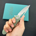 KUBEY Knife KU210I Dugu Linerlock Jade   14C28N Folding Knife