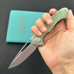 KUBEY Knife KU210I Dugu Linerlock Jade   14C28N Folding Knife