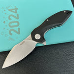 KUBEY knife KU236K Noble Flipper Folding Knife Black G10 Handle 3.15" Beadblast 14C28N