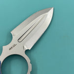 KUBEY Knife KU403D Cavy Fixed Blade Knife Blue Micarta Handle 2.95'' Stonewash 14C28N Blade