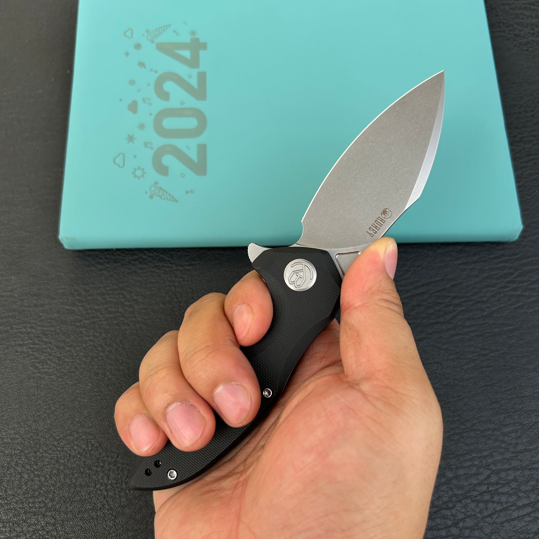 KUBEY knife KU236K Noble Flipper Folding Knife Black G10 Handle 3.15" Beadblast 14C28N