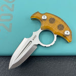 KUBEY Knife KU403F Cavy Fixed Blade Knife Ultem Handle 2.95'' Stonewash 14C28N Blade