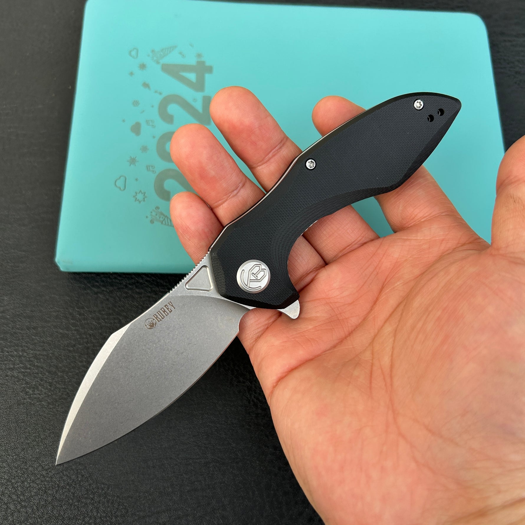 KUBEY knife KU236K Noble Flipper Folding Knife Black G10 Handle 3.15" Beadblast 14C28N