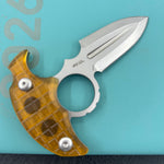 KUBEY Knife KU403F Cavy Fixed Blade Knife Ultem Handle 2.95'' Stonewash 14C28N Blade