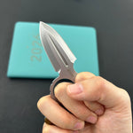 KUBEY Knife KU403F Cavy Fixed Blade Knife Ultem Handle 2.95'' Stonewash 14C28N Blade