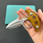 KUBEY Knife KU403F Cavy Fixed Blade Knife Ultem Handle 2.95'' Stonewash 14C28N Blade