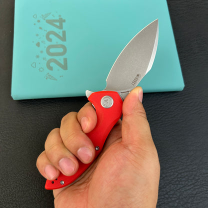 KUBEY  KU236L Noble Flipper Folding Knife Red G10 Handle 3.15" Beadblast 14C28N