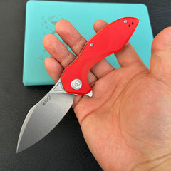 KUBEY  KU236L Noble Flipper Folding Knife Red G10 Handle 3.15" Beadblast 14C28N