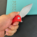 KUBEY  KU236L Noble Flipper Folding Knife Red G10 Handle 3.15" Beadblast 14C28N
