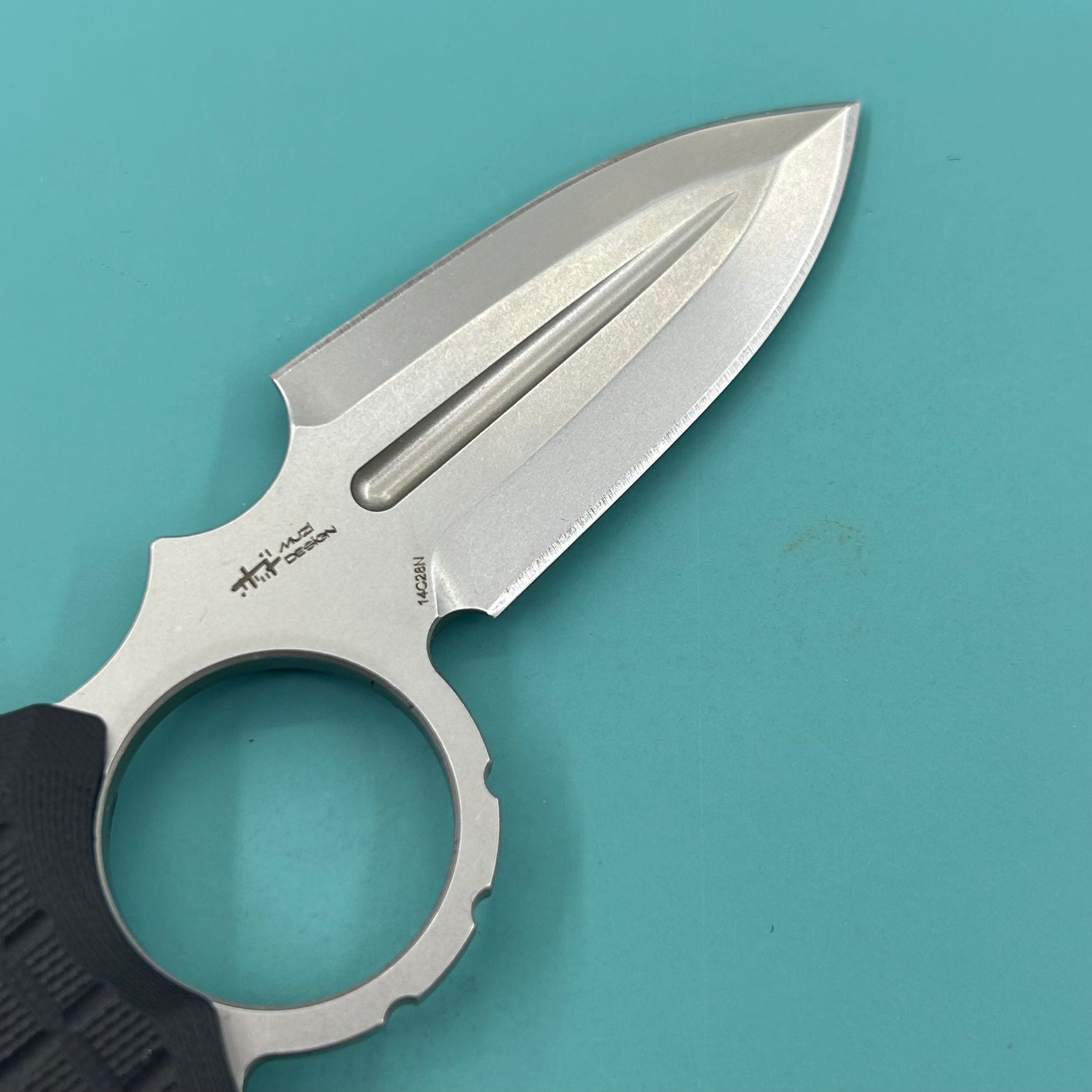 KUBEY Knife KU403A Cavy Fixed Blade Knife Black G10 Handle 2.95'' Stonewash 14C28N Blade