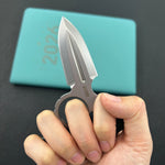 KUBEY Knife KU403A Cavy Fixed Blade Knife Black G10 Handle 2.95'' Stonewash 14C28N Blade