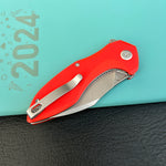 KUBEY  KU236L Noble Flipper Folding Knife Red G10 Handle 3.15" Beadblast 14C28N