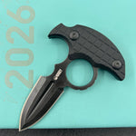 KUBEY Knife KU403B Cavy Fixed Blade Knife Black G10 Handle 2.95'' Blackwash 14C28N Blade