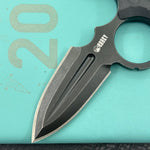 KUBEY Knife KU403B Cavy Fixed Blade Knife Black G10 Handle 2.95'' Blackwash 14C28N Blade