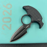 KUBEY Knife KU403B Cavy Fixed Blade Knife Black G10 Handle 2.95'' Blackwash 14C28N Blade
