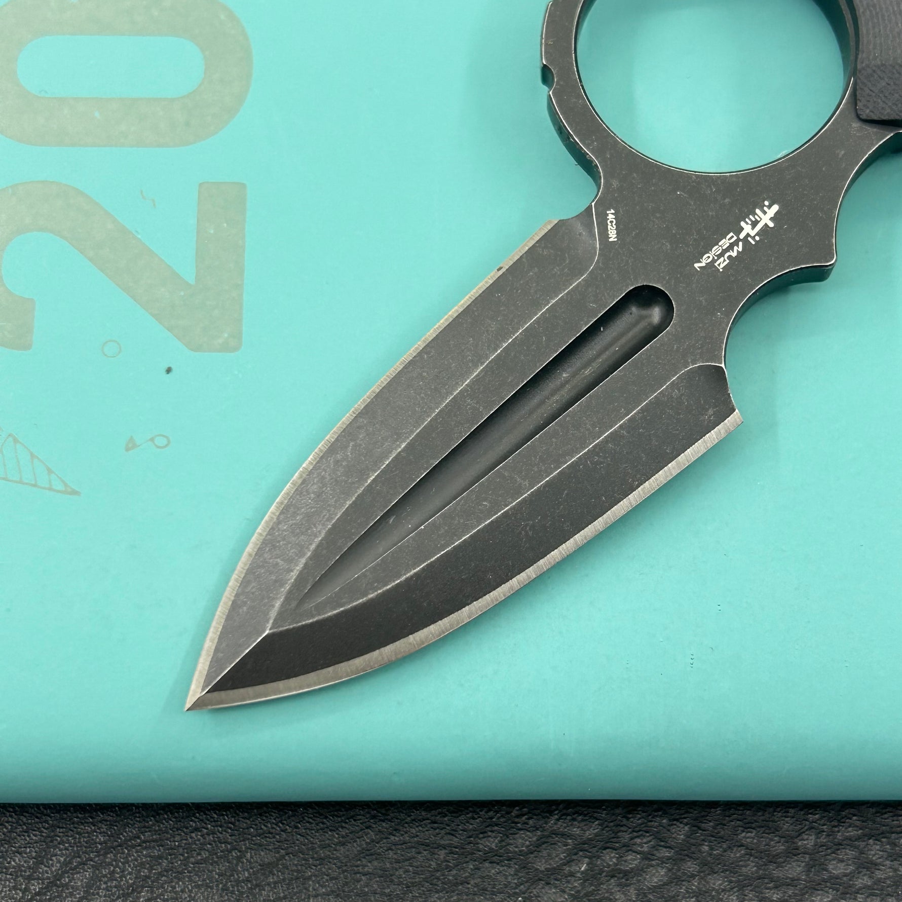 KUBEY Knife KU403B Cavy Fixed Blade Knife Black G10 Handle 2.95'' Blackwash 14C28N Blade
