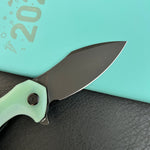 KUBEY KU236Q Noble Flipper Folding Knife Jade G10 Handle 3.15" Blackwash 14C28N