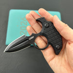 KUBEY Knife KU403B Cavy Fixed Blade Knife Black G10 Handle 2.95'' Blackwash 14C28N Blade