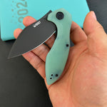 KUBEY KU236Q Noble Flipper Folding Knife Jade G10 Handle 3.15" Blackwash 14C28N