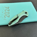 KUBEY KU236Q Noble Flipper Folding Knife Jade G10 Handle 3.15" Blackwash 14C28N