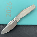 KB KNIVES KB443A Illusion Folding Knife Grey Titanium Handle 3.46‘’Silver Bead Blast Bohler M390 Blade