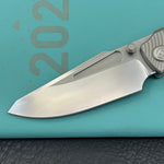 KB KNIVES KB443A Illusion Folding Knife Grey Titanium Handle 3.46‘’Silver Bead Blast Bohler M390 Blade