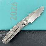 KB KNIVES KB443A Illusion Folding Knife Grey Titanium Handle 3.46‘’Silver Bead Blast Bohler M390 Blade